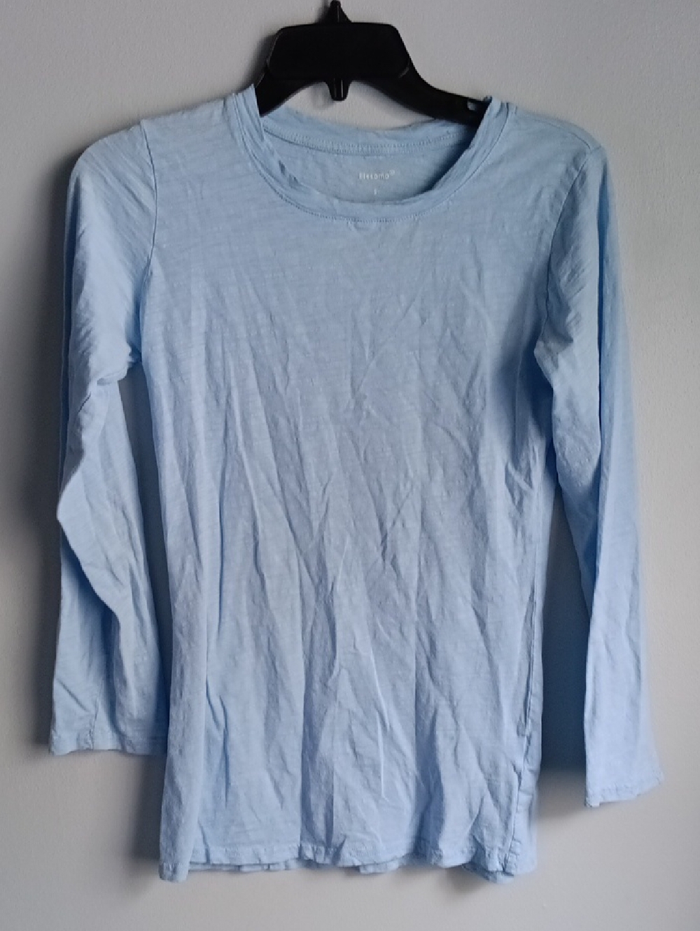Elesomo Long Sleeve Cotton Tee Shirt - Light Blue